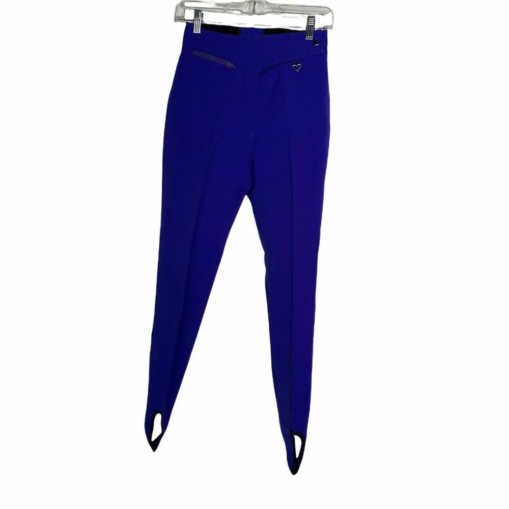 Vintage Obermeyer Stirrup Ski Pants Purple Wool Blend Womens Size 8 Regular